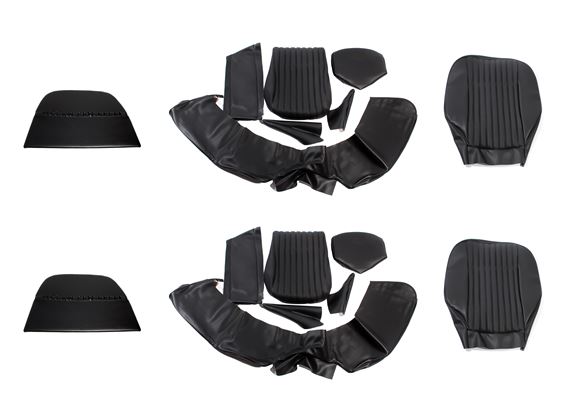Triumph Stag Leather Faced Front Seat Cover Kit - Mk1 - UK & European - Non Headrest Per Vehicle - Black (Plain Flutes) - RS1639BLACK LF
